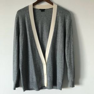Theory Gray Cardigan with Cream Trim